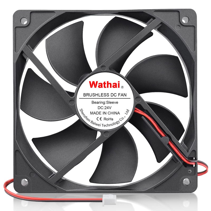 Wathai 120x120x25mm 120mm 24v Case Fan PC Cooling DC Brushless Motor Fan High Airflow - Image 1